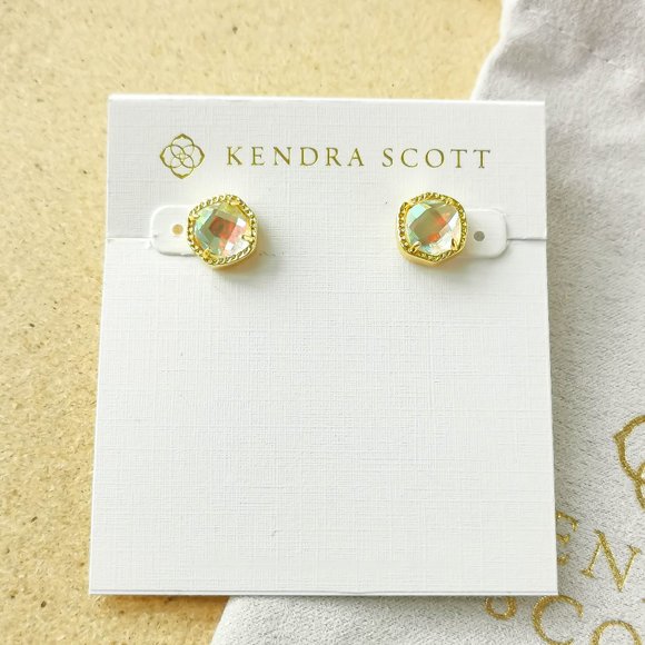 NEW Kendra Scott Gold Dichroic Glass Davie Stud Earrings - Picture 1 of 3